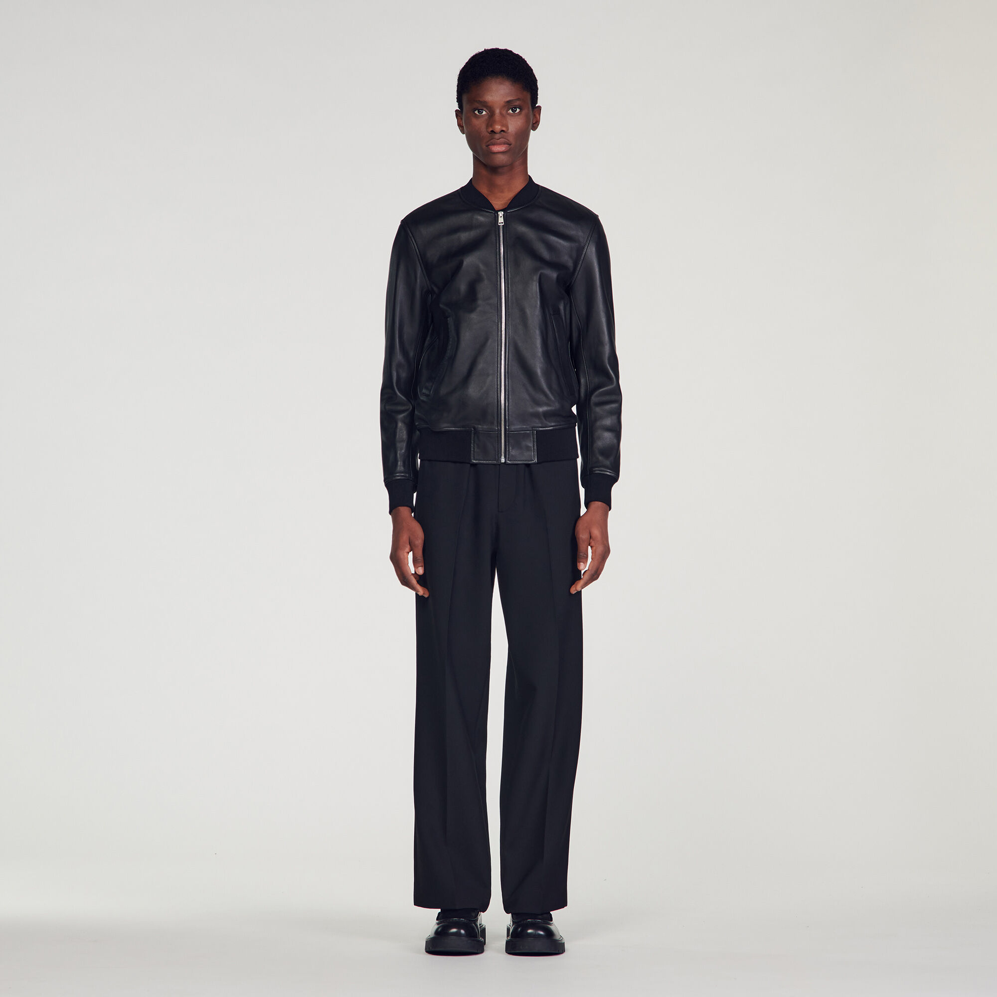 Blouson en cuir sandro 2025