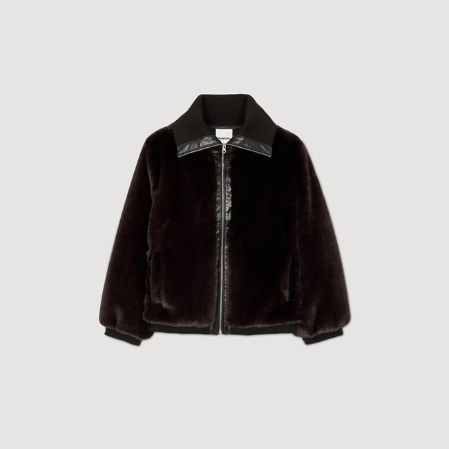 Manteau court en fausse fourrure 