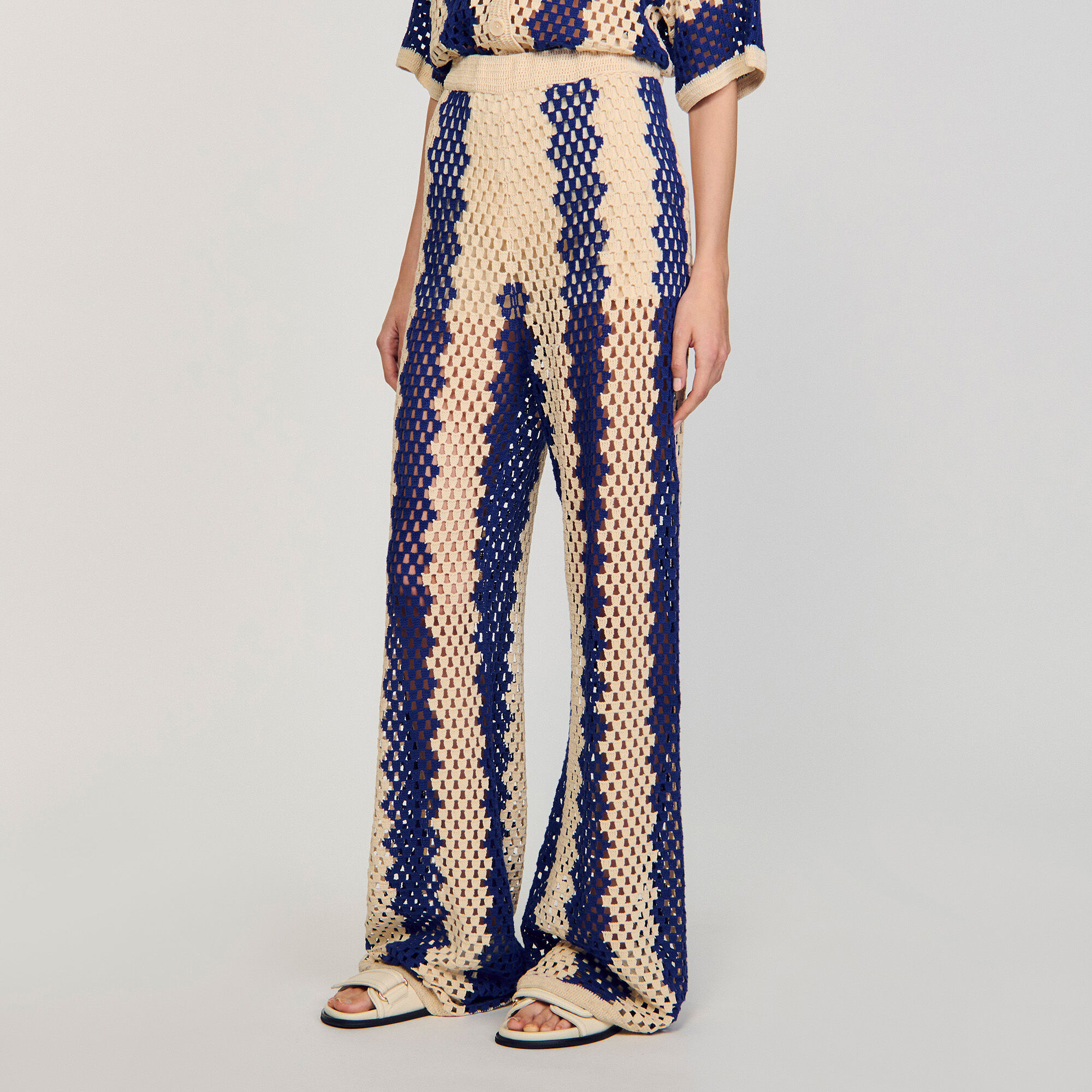 Pantalon en maille bicolore