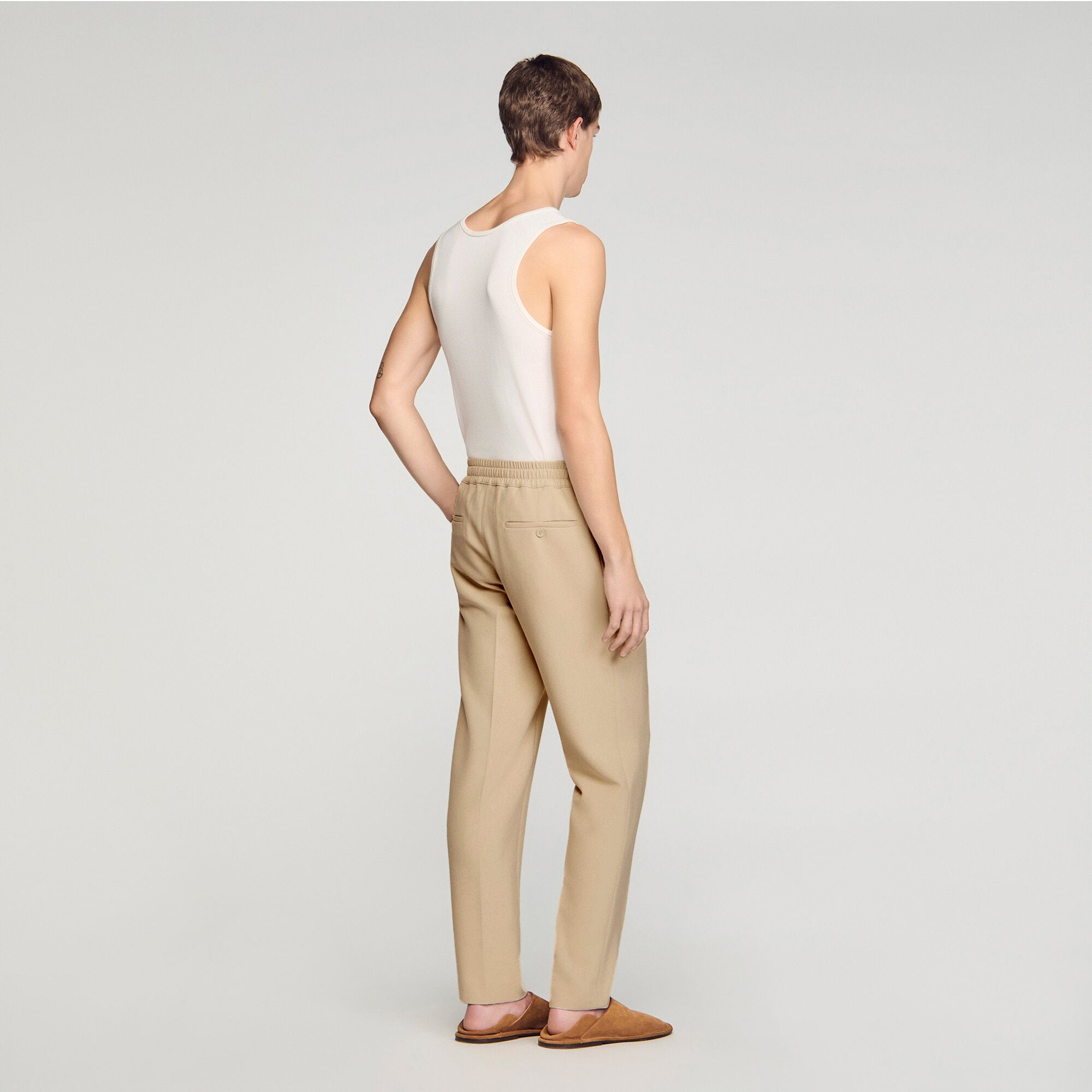 Pantalon droit &eacute;lastiqu&eacute;