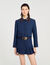Veste courte à col en cuir 