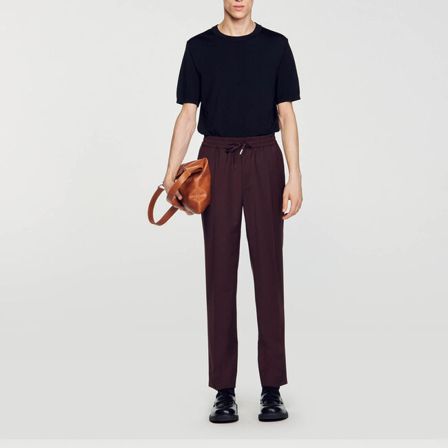 Pantalon droit &eacute;lastiqu&eacute; - Homme | Sandro Paris