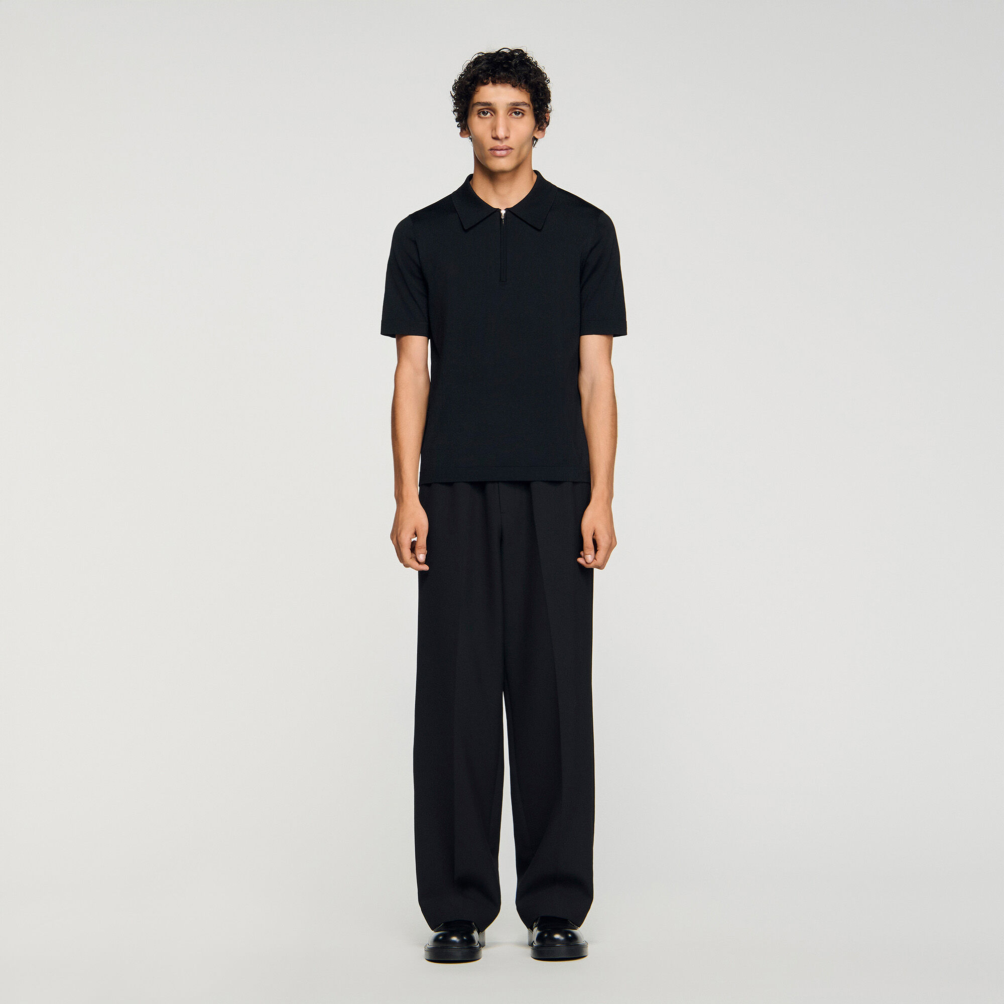 Polo en maille à col zippé