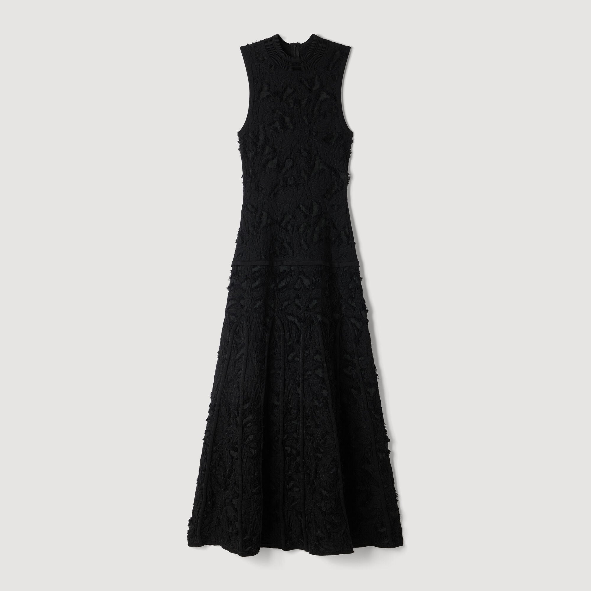 Robe longue en maille motif floral - Femme | Sandro Paris