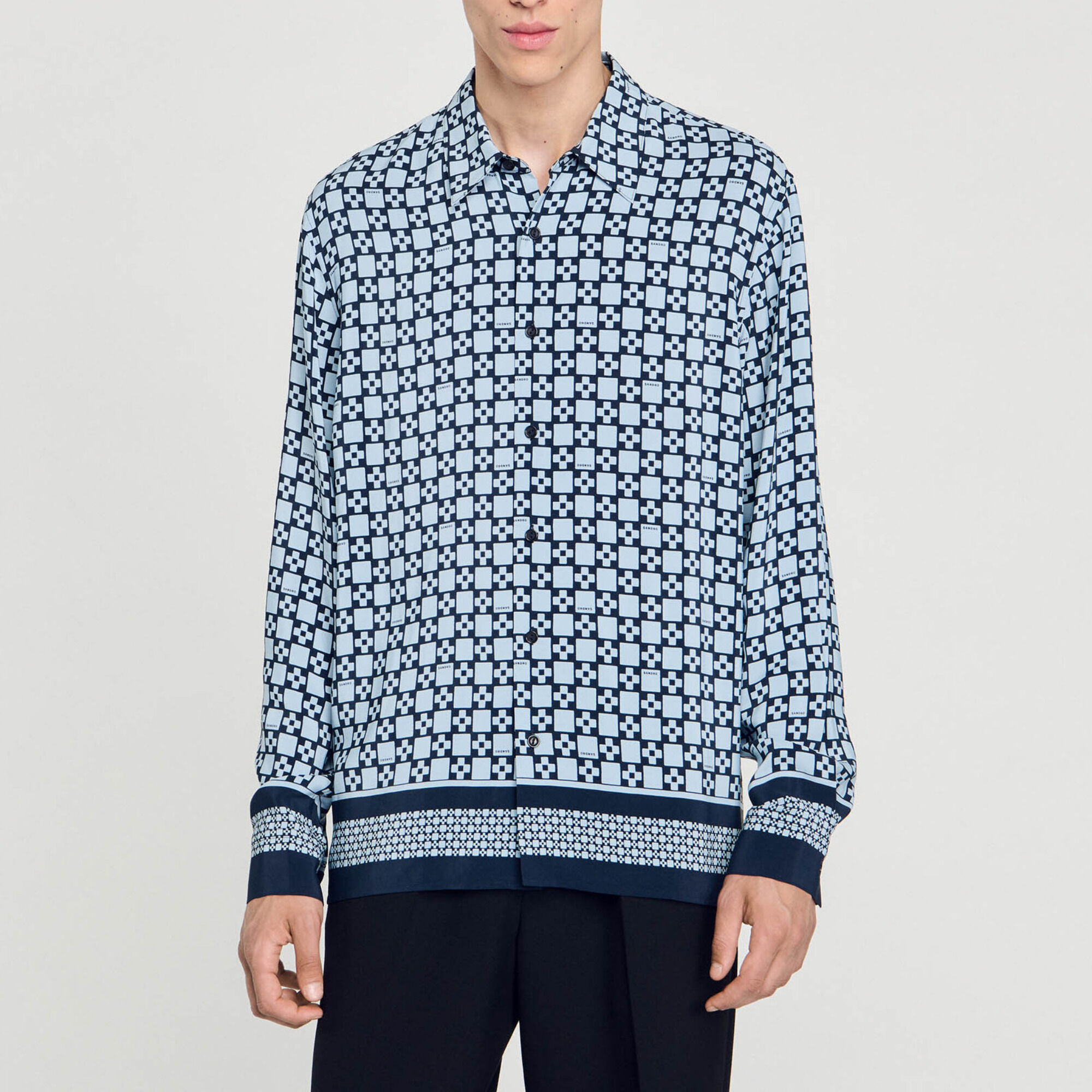 Chemise fluide imprim&eacute; square cross - Homme | Sandro Paris