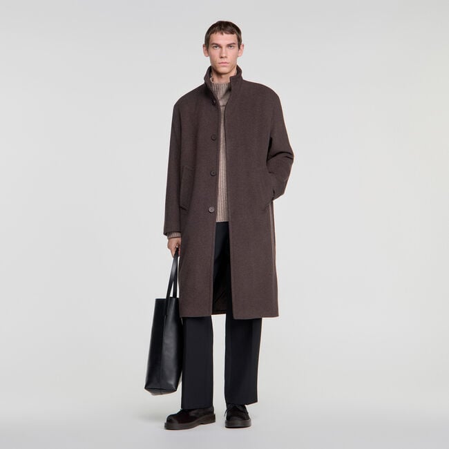 Manteau long en laine et cachemire - Homme | Sandro Paris