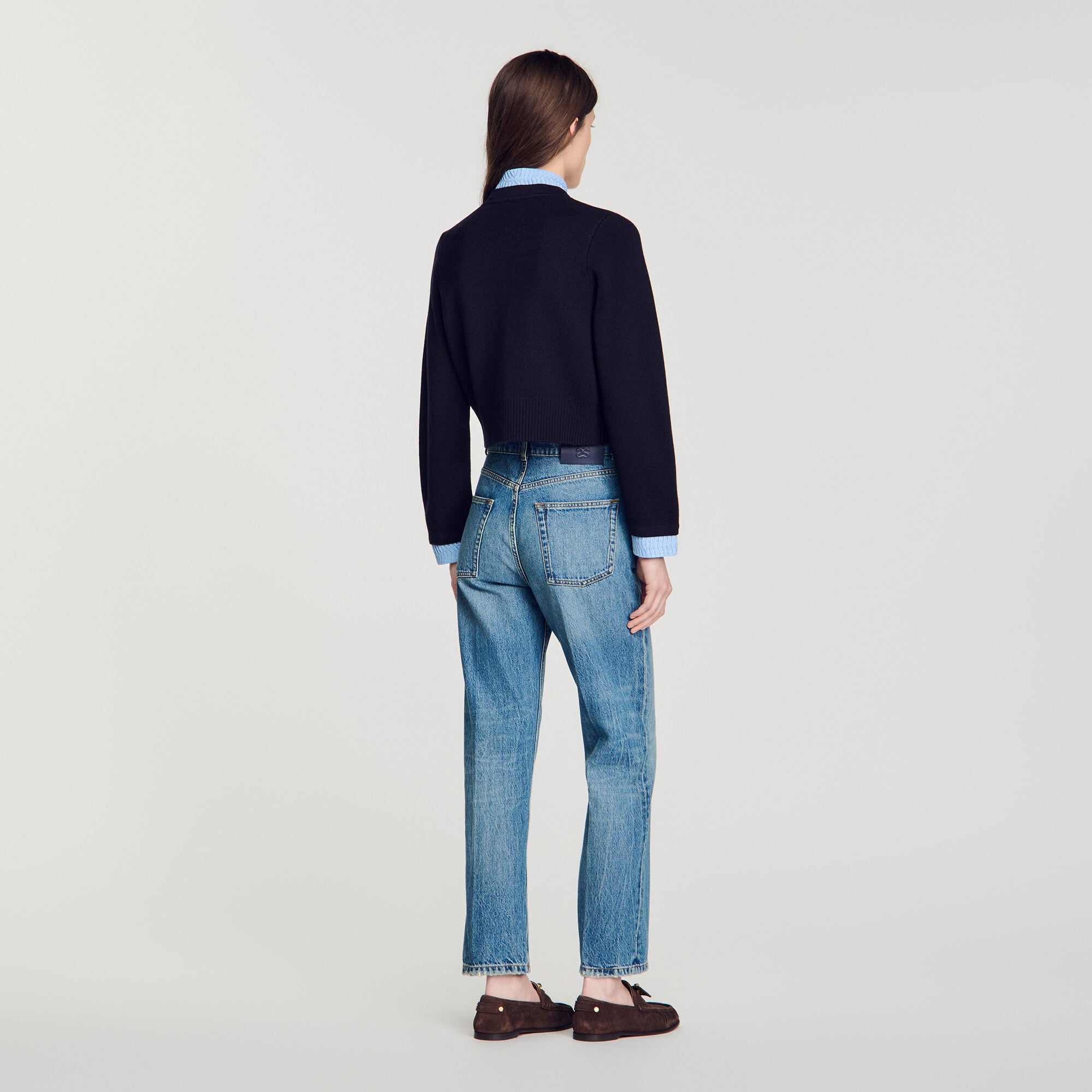 Cardigan bicolore col effet origami - Femme | Sandro Paris