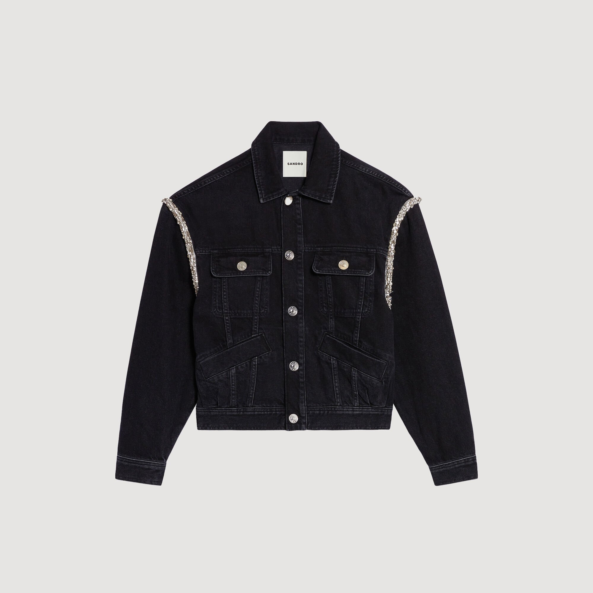 Veste en jean oversize strassée
