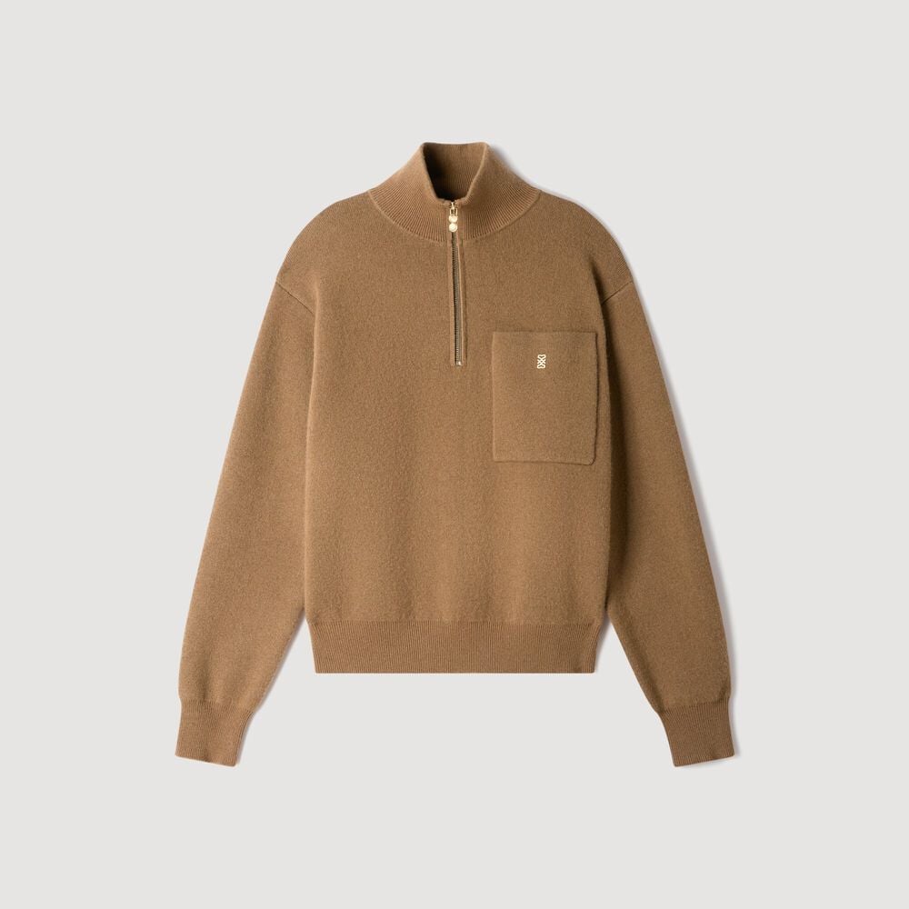 Sandro Pull laine et cachemire – Camel – vue 7