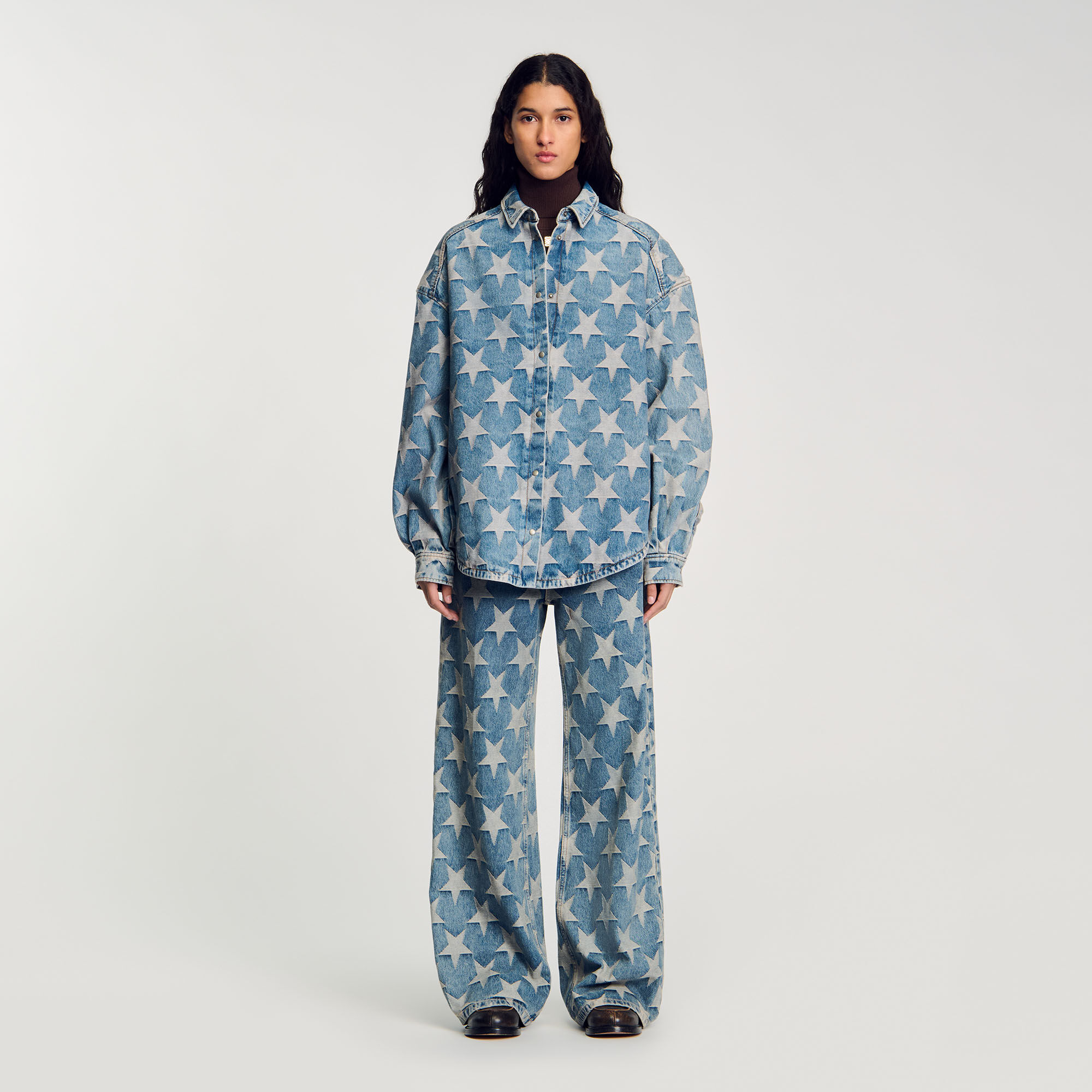Blouson surchemise en jean étoiles