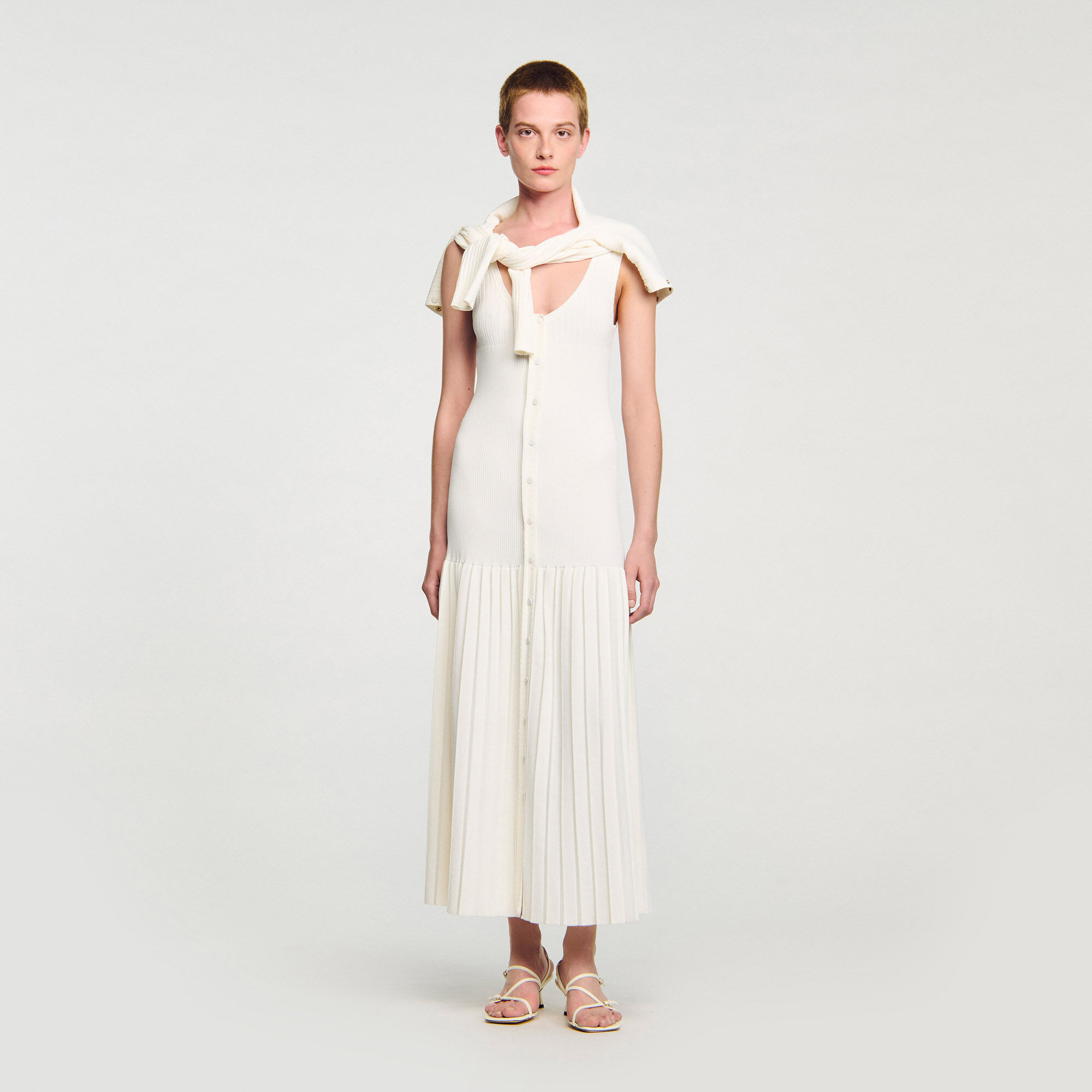 Robe longue en maille à bretelles