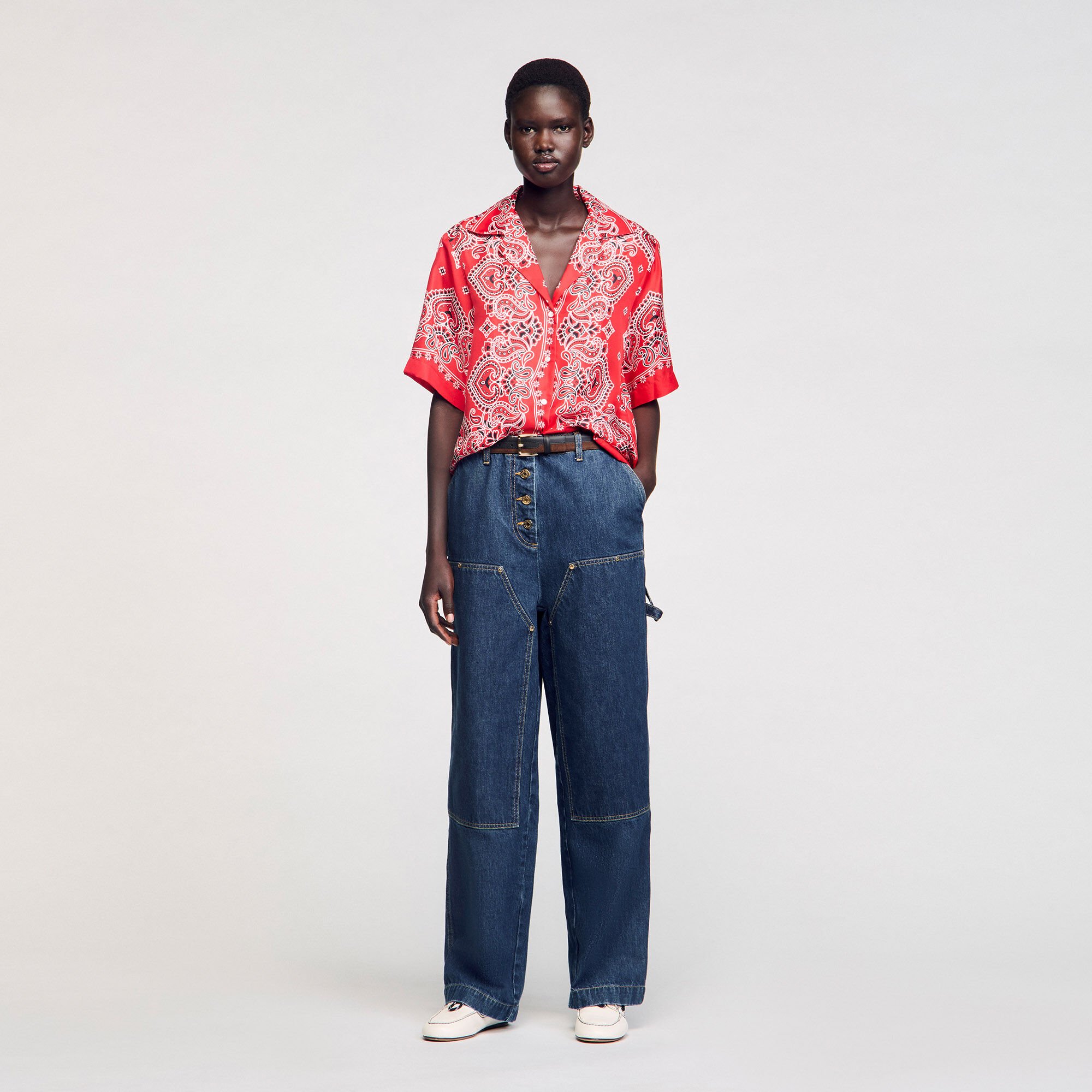 Chemise en soie à imprimé bandana