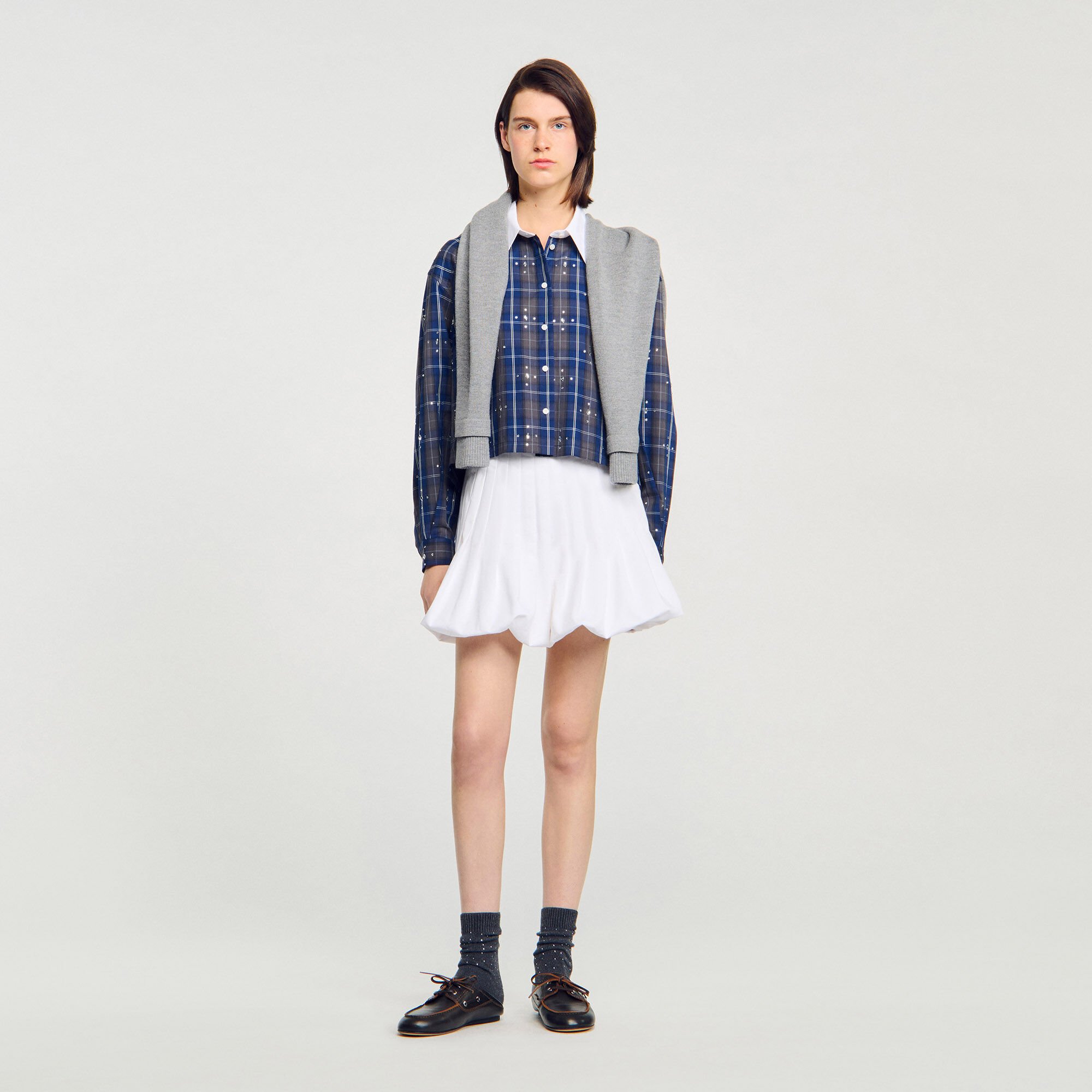 Chemise à carreaux strassée