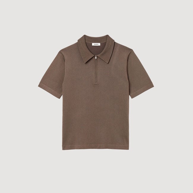 Polo en maille à col zippé