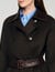 Manteau long en laine et cuir
