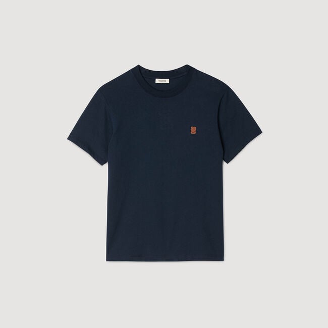 T-shirt à logo en cuir