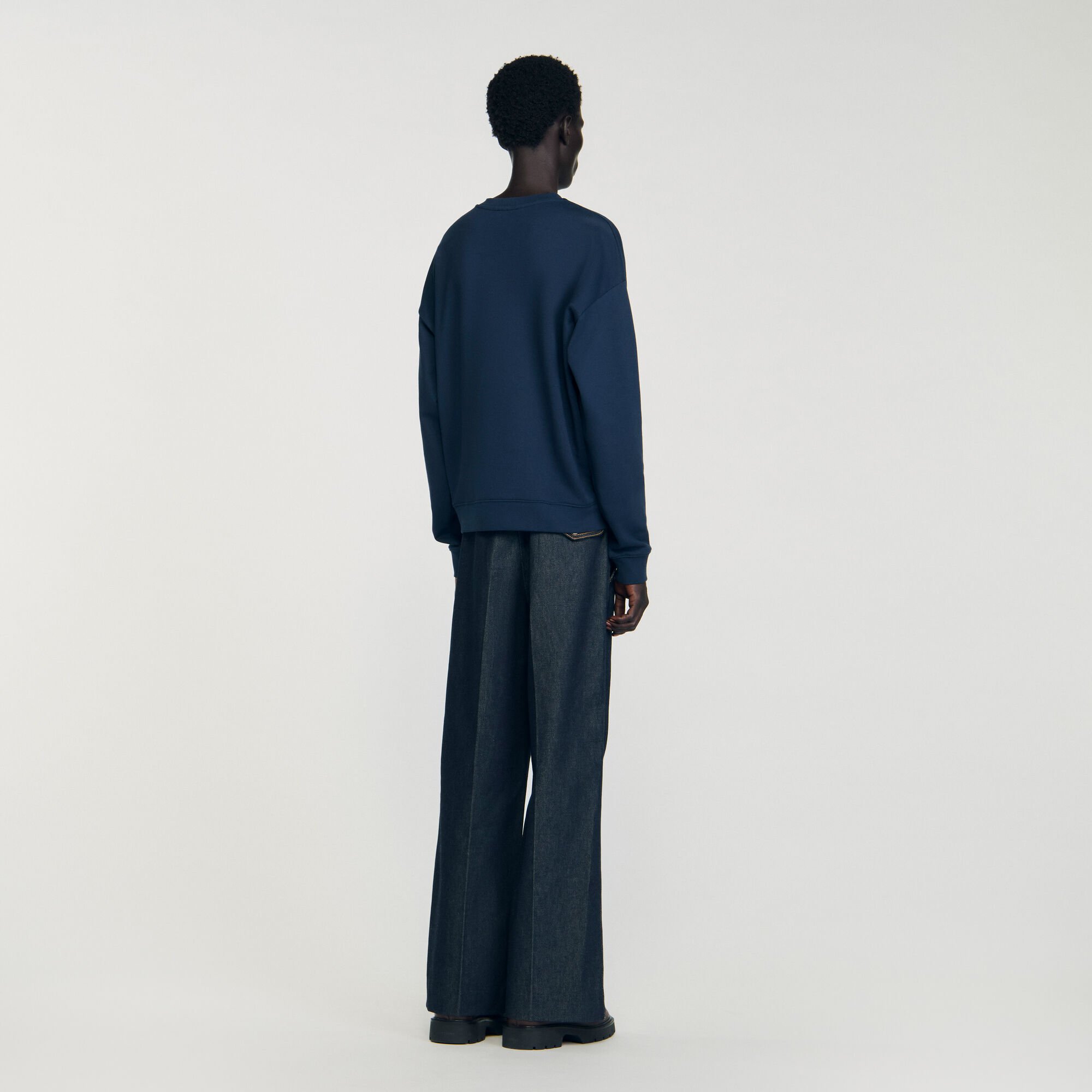 Sweat oversize à patch en cuir