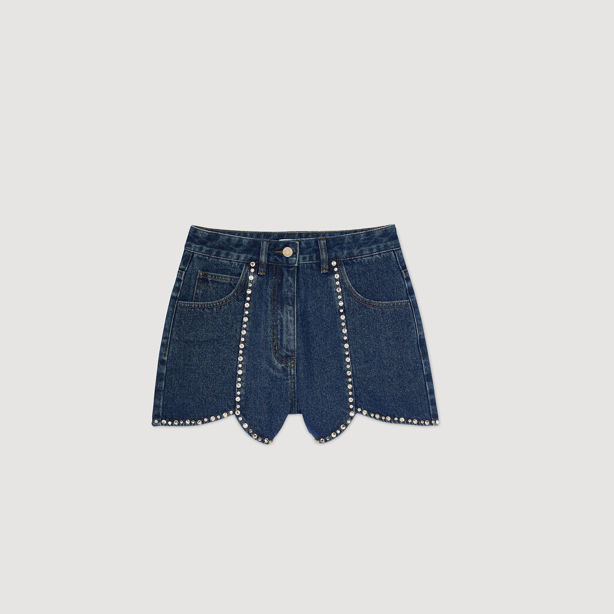 Short en denim strassé