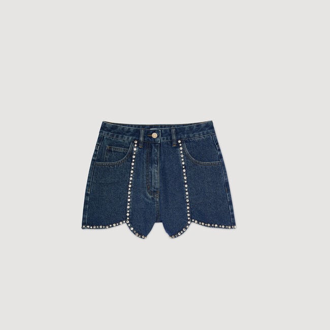 Short en denim strassé