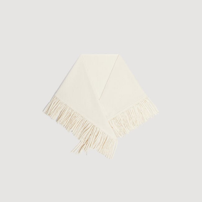 Foulard triangle en laine &agrave; franges - Femme | Sandro Paris