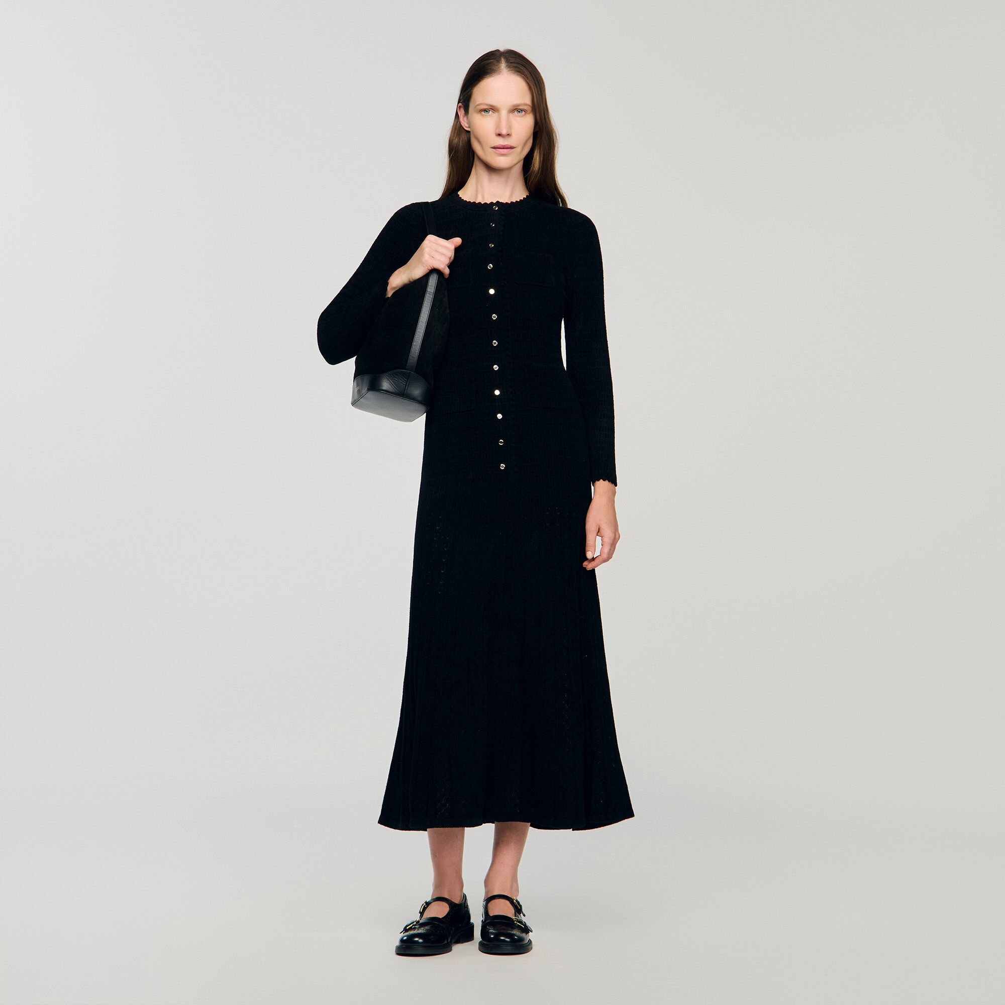 Robe longue maille texturée