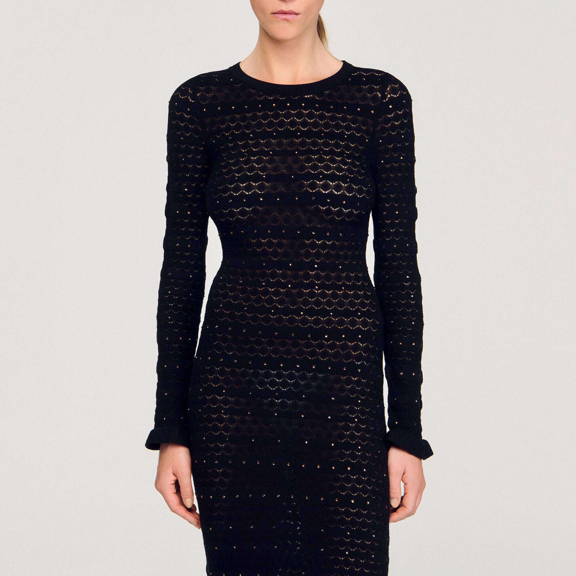 Robe longue en maille strass&eacute;e - Femme | Sandro Paris