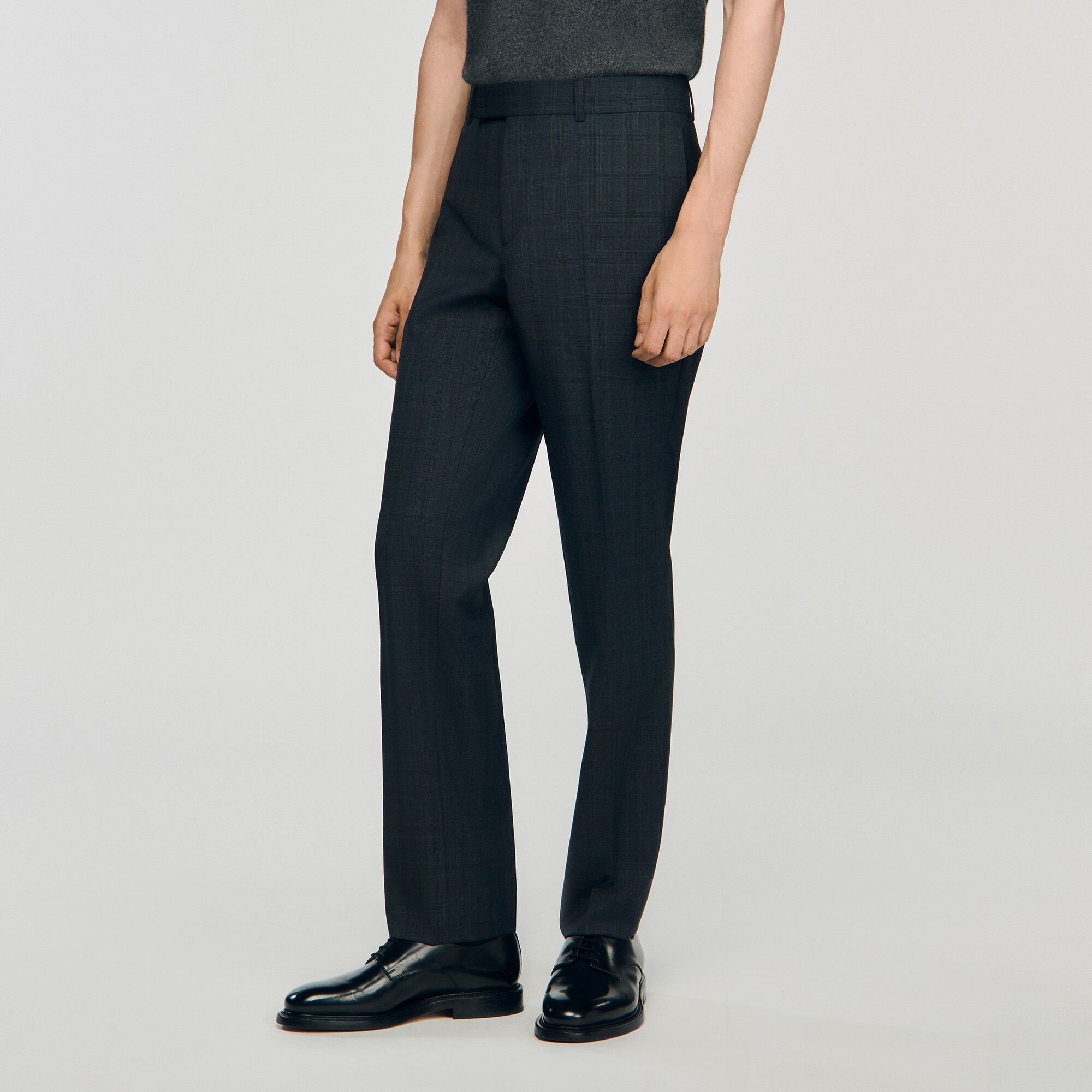 Pantalon en laine à carreaux