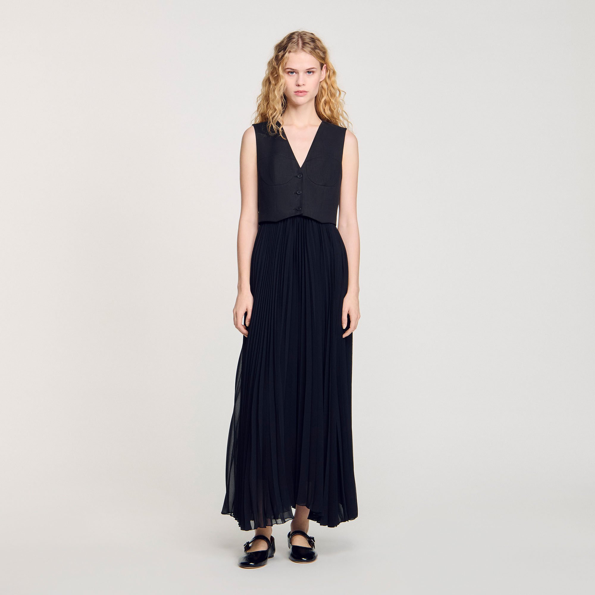 Robe longue plissée