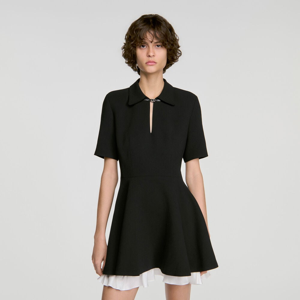Sandro Robe courte patineuse contrastée – Noir – vue 4