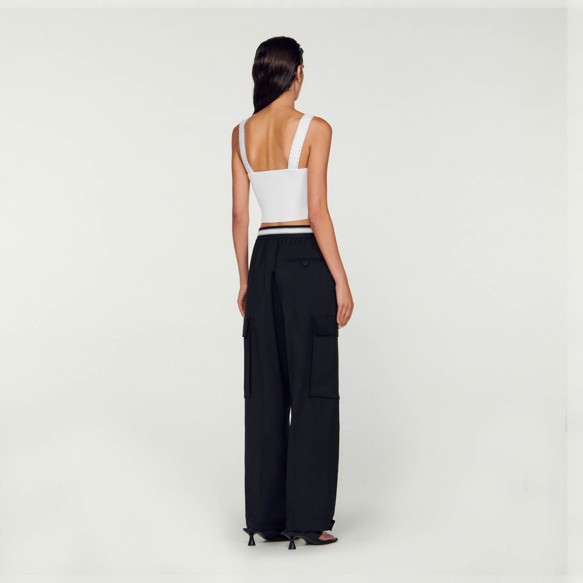 Top court en maille strassé