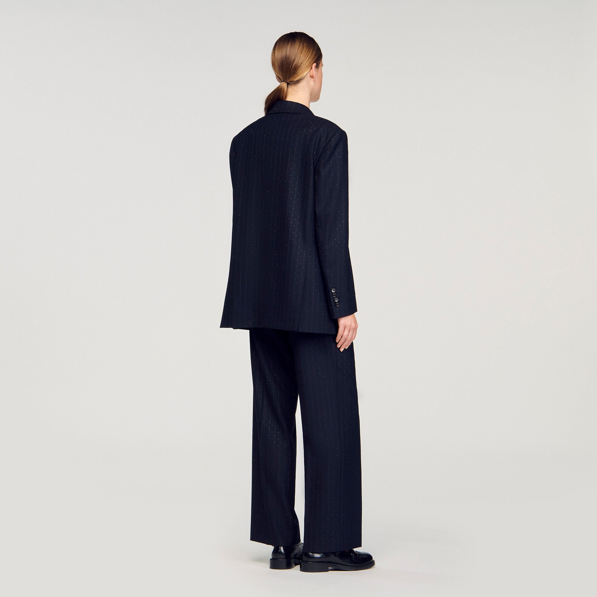 Veste de costume à rayures strassée