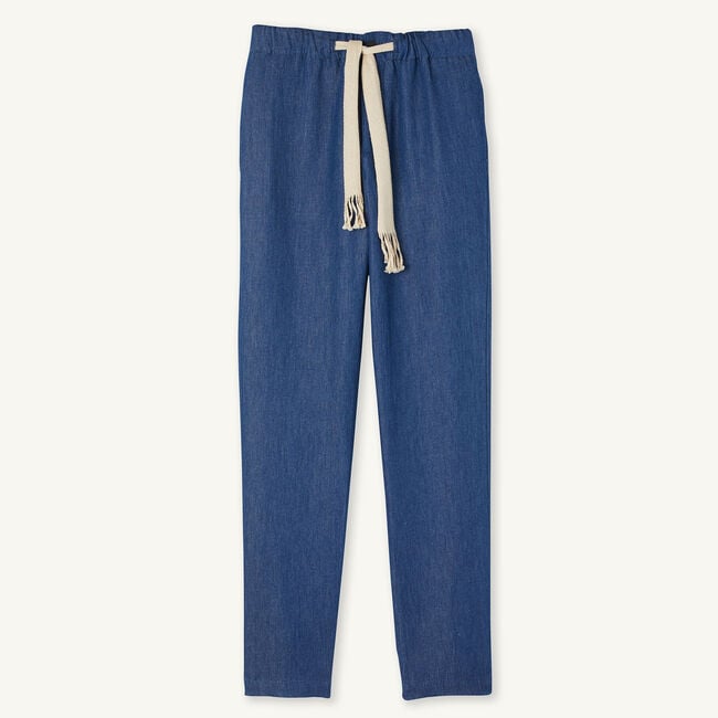 Pantalon large en chambray