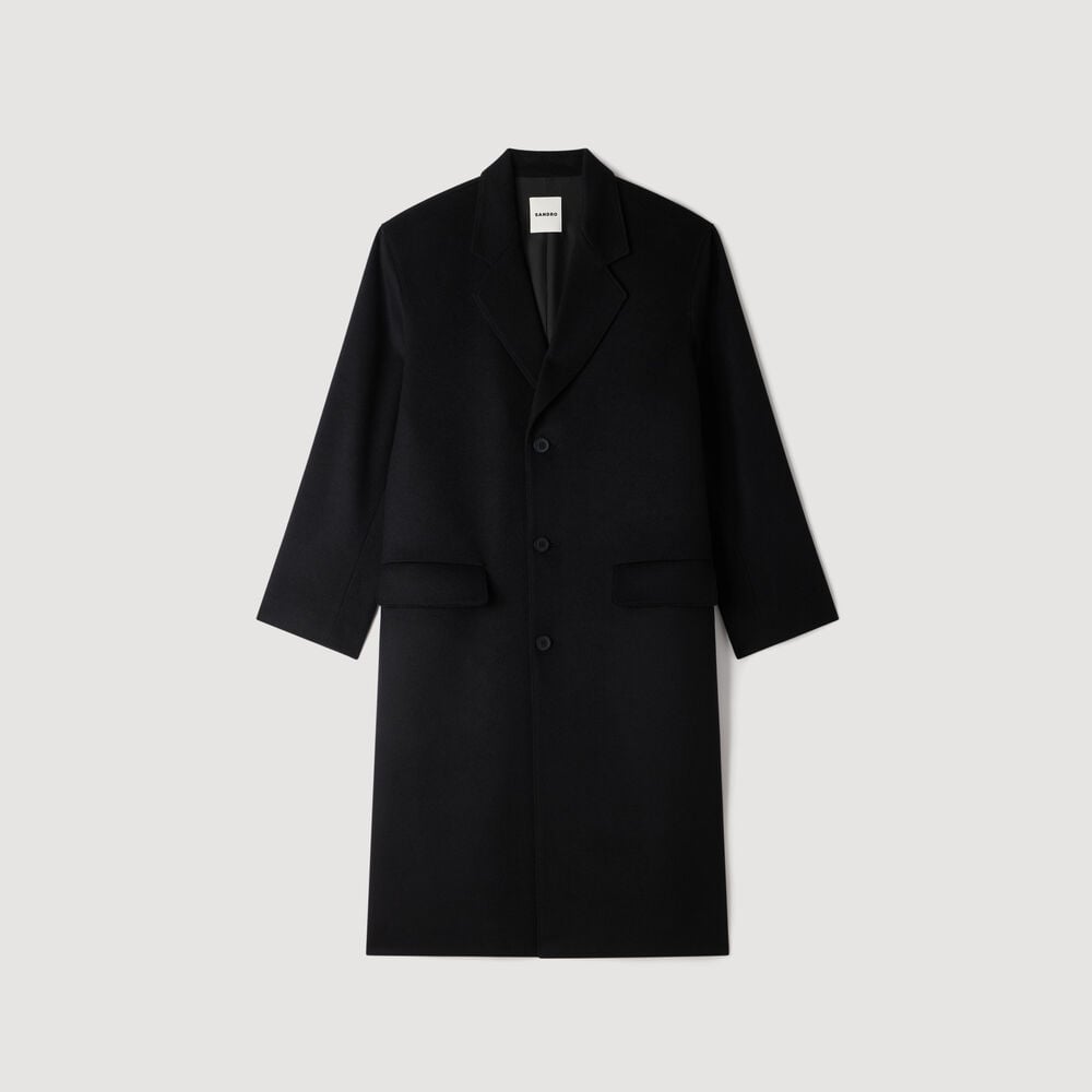 Sandro Manteau long en laine et cachemire – Noir – vue 6
