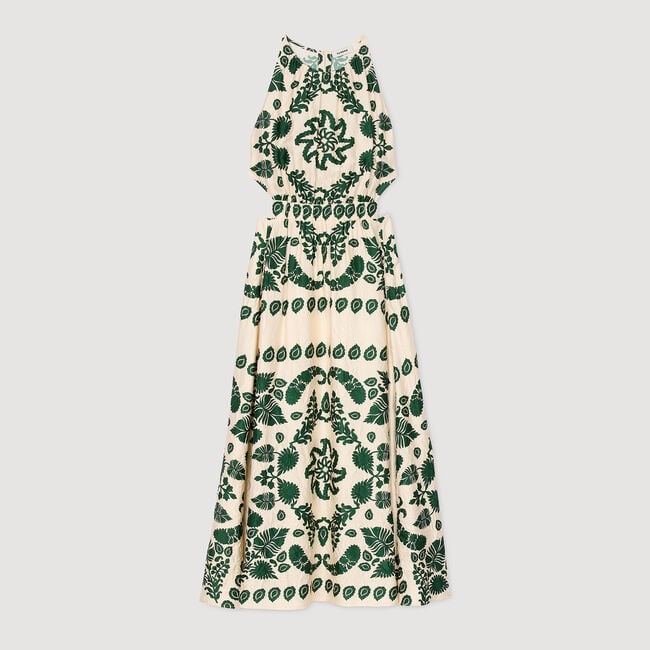 Robe longue à imprimé feuilles