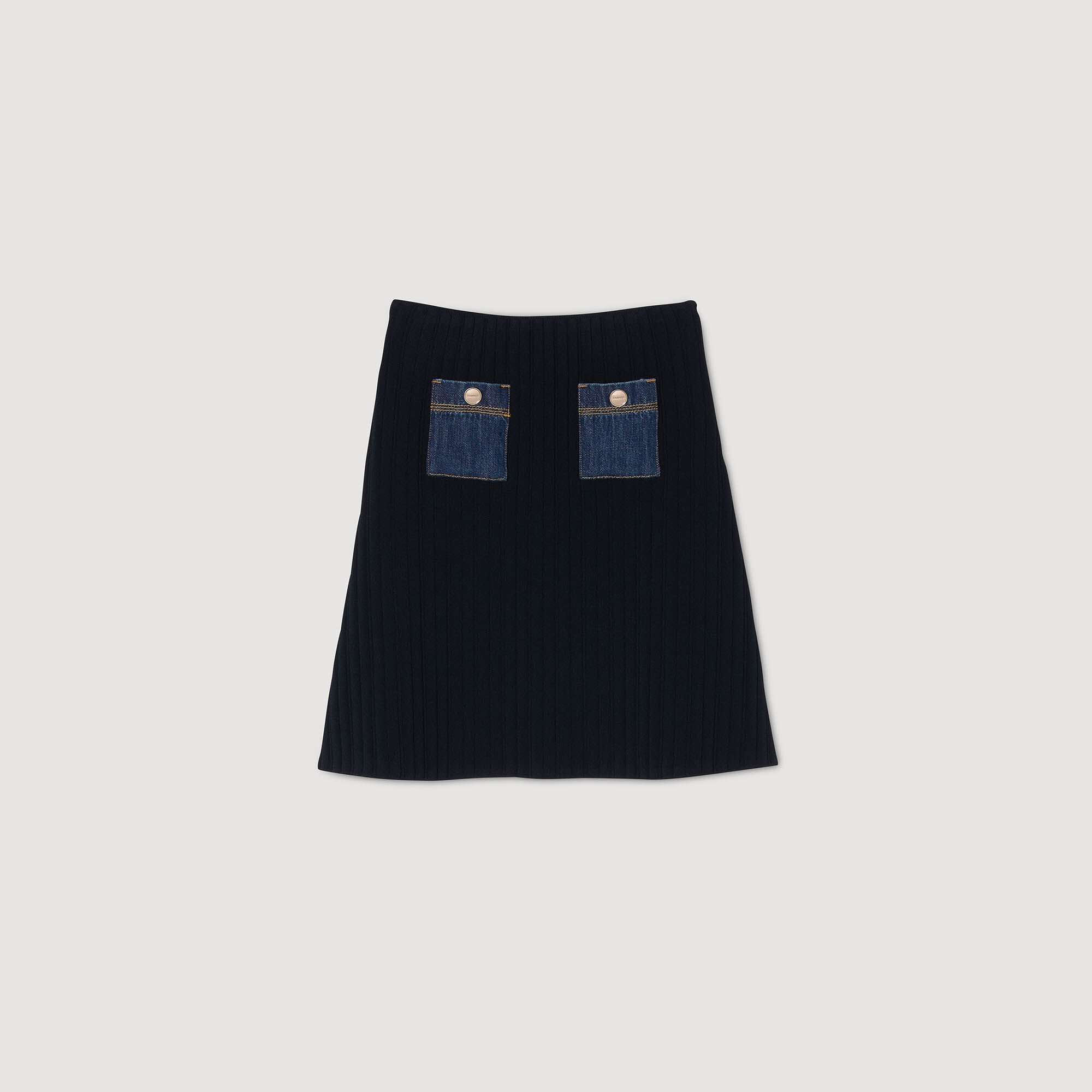 Jupe courte en maille et denim