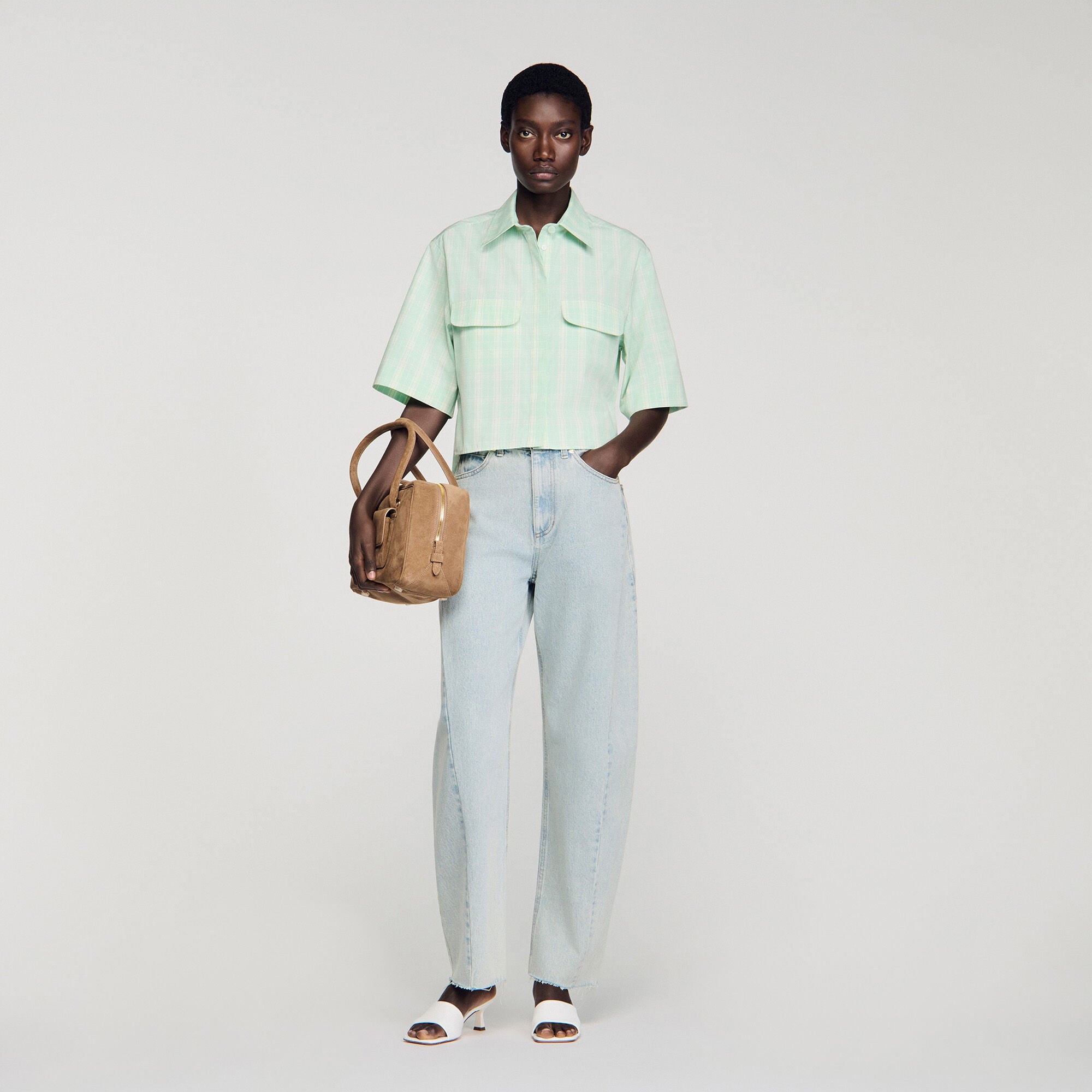 Chemise courte &agrave; carreaux 