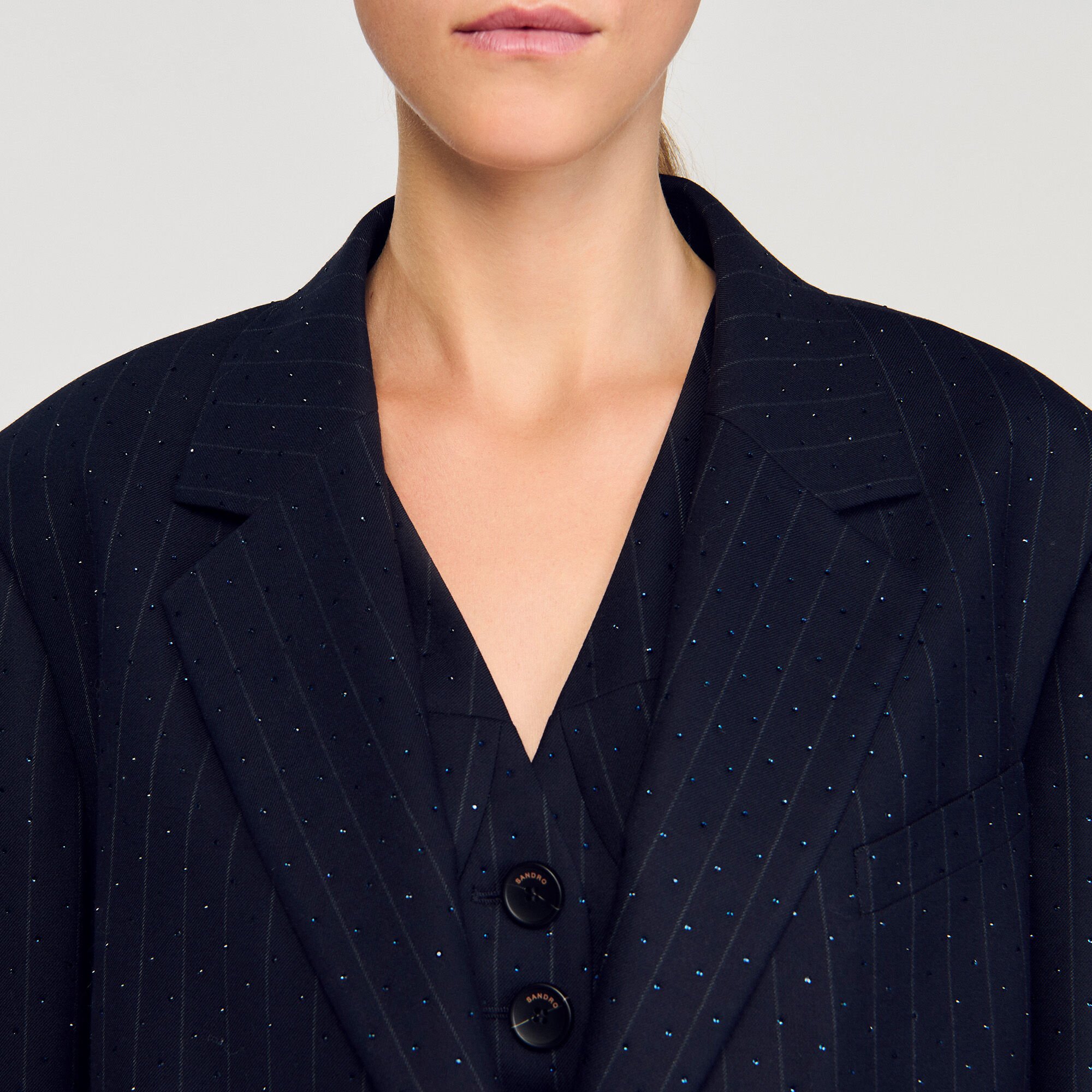 Veste de costume à rayures strassée
