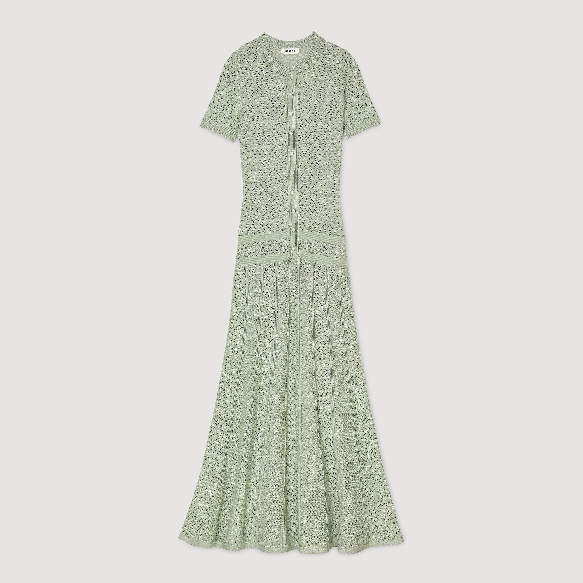 sandro★ROBE LONGUE EN MAILLE ワンピース Robe longue en maille beige pour femme | Sandro Paris