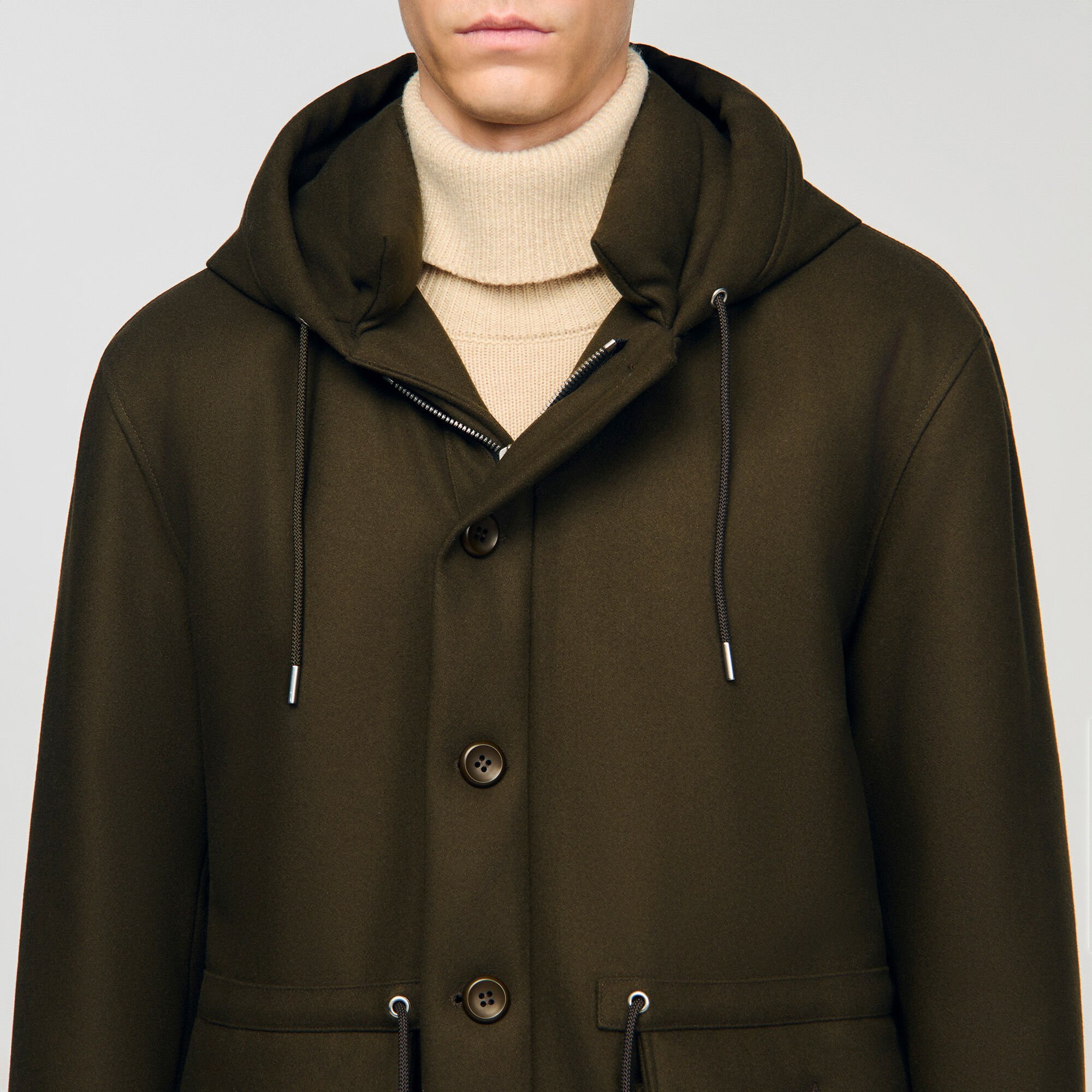 Parka en laine avec capuche