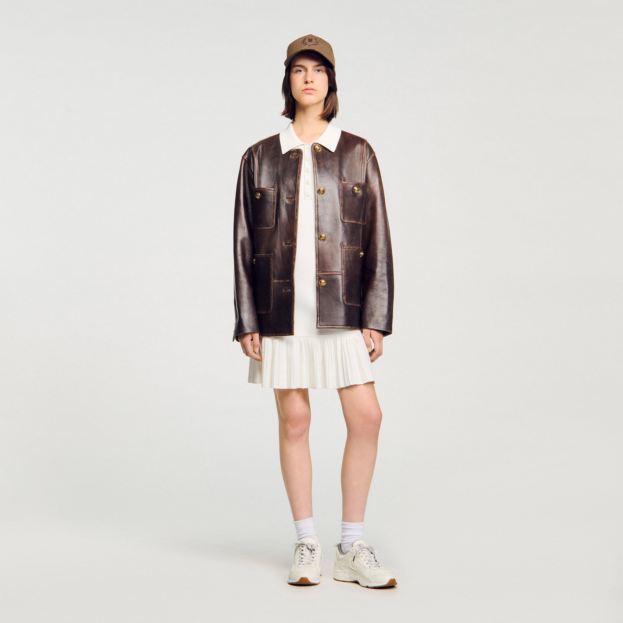 Robe courte en maille col polo