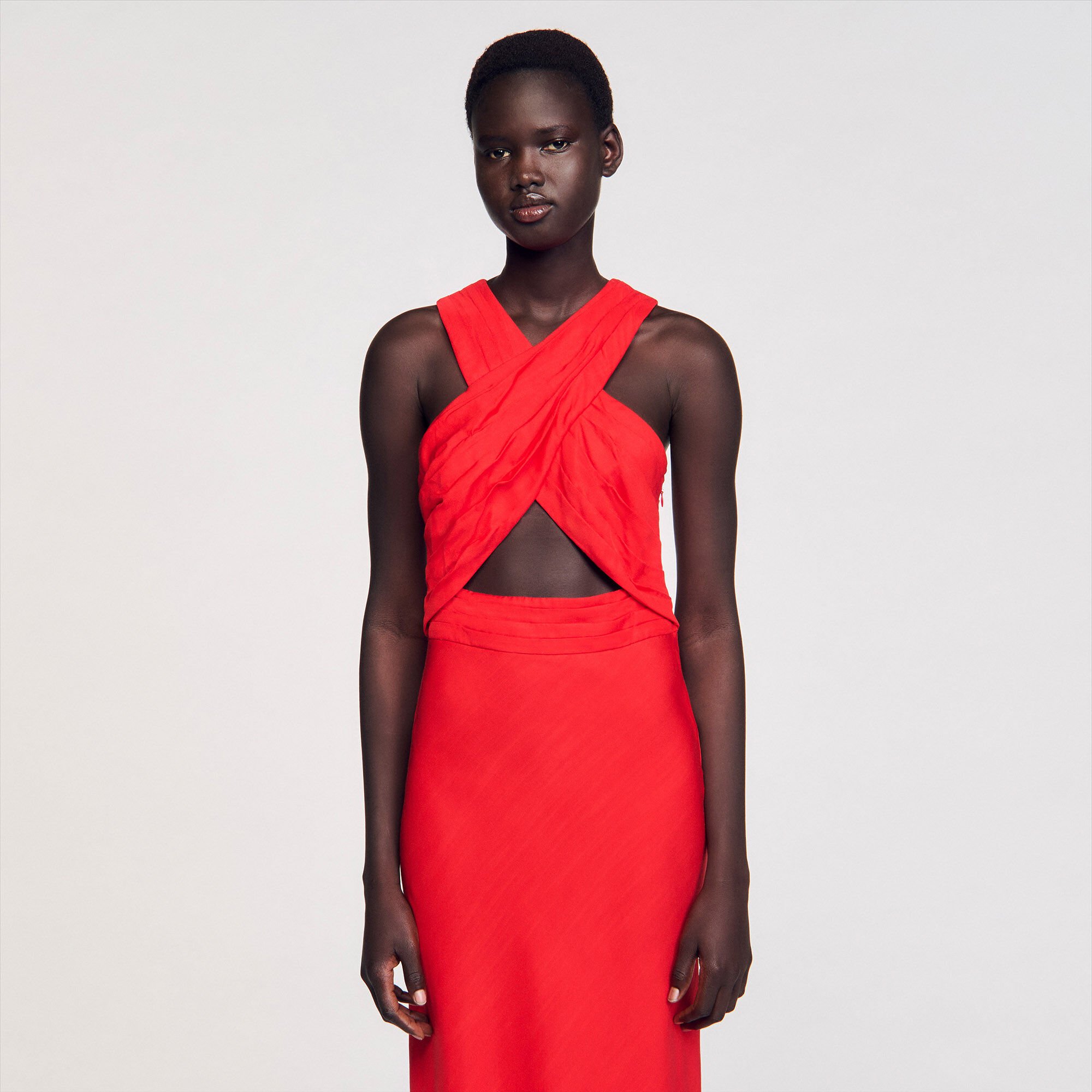 Robe longue croisée
