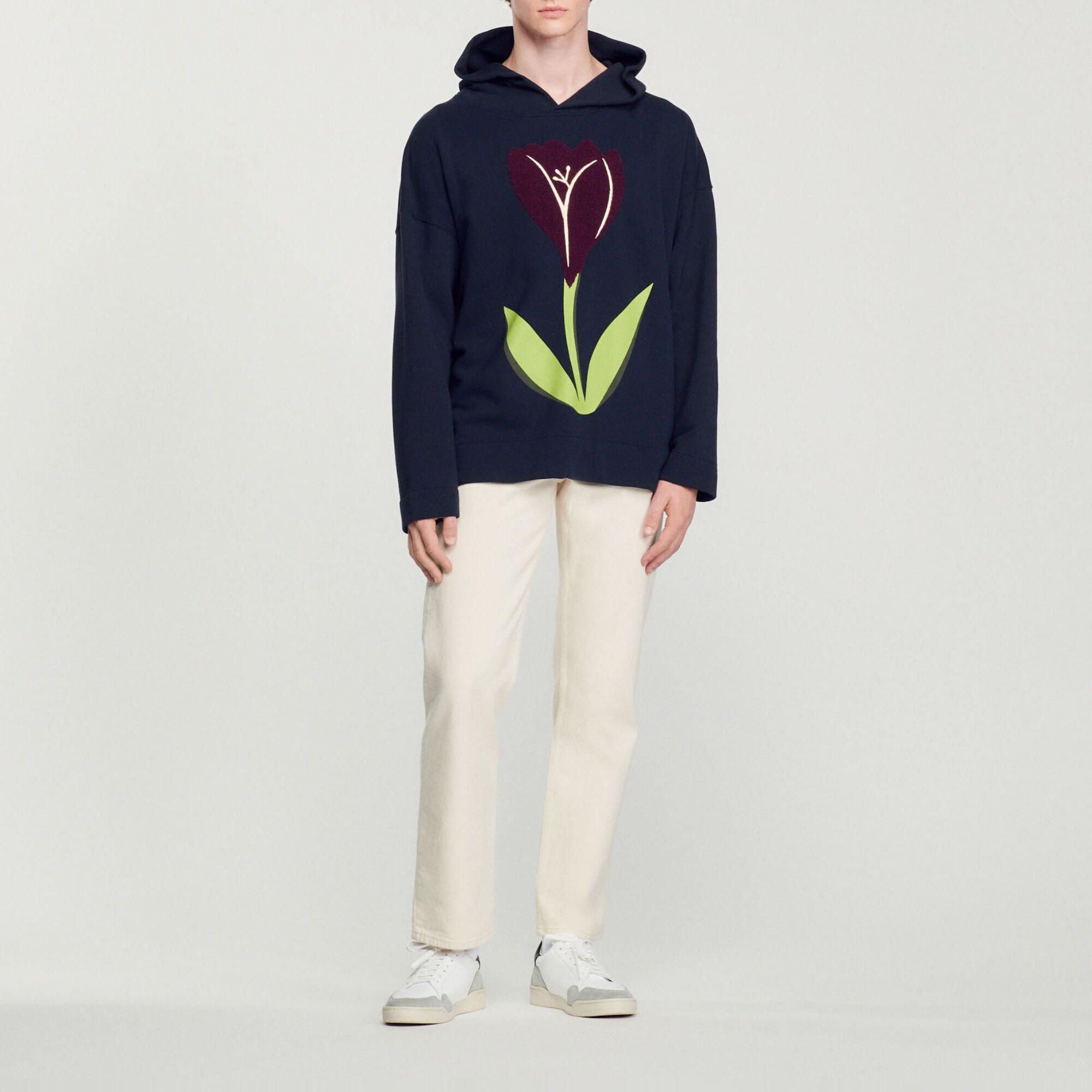 Hoodie à capuche et broderies tulipes