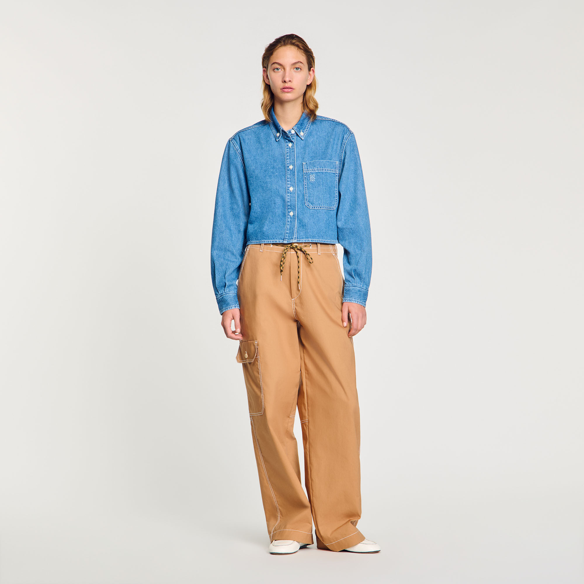 Chemise courte en jean