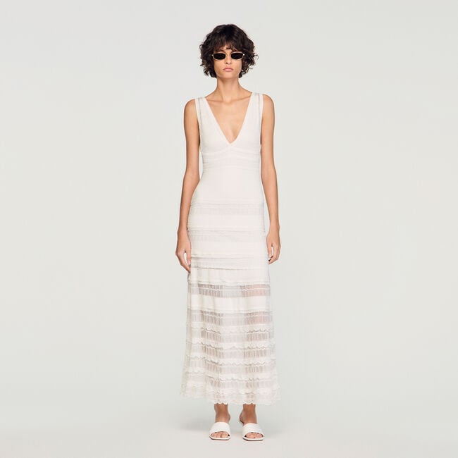 Robe longue en maille pointelle
