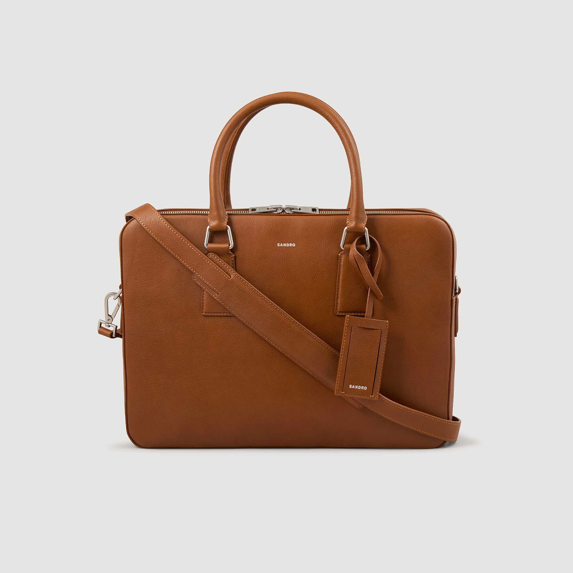 Grand briefcase en cuir grain&eacute;
