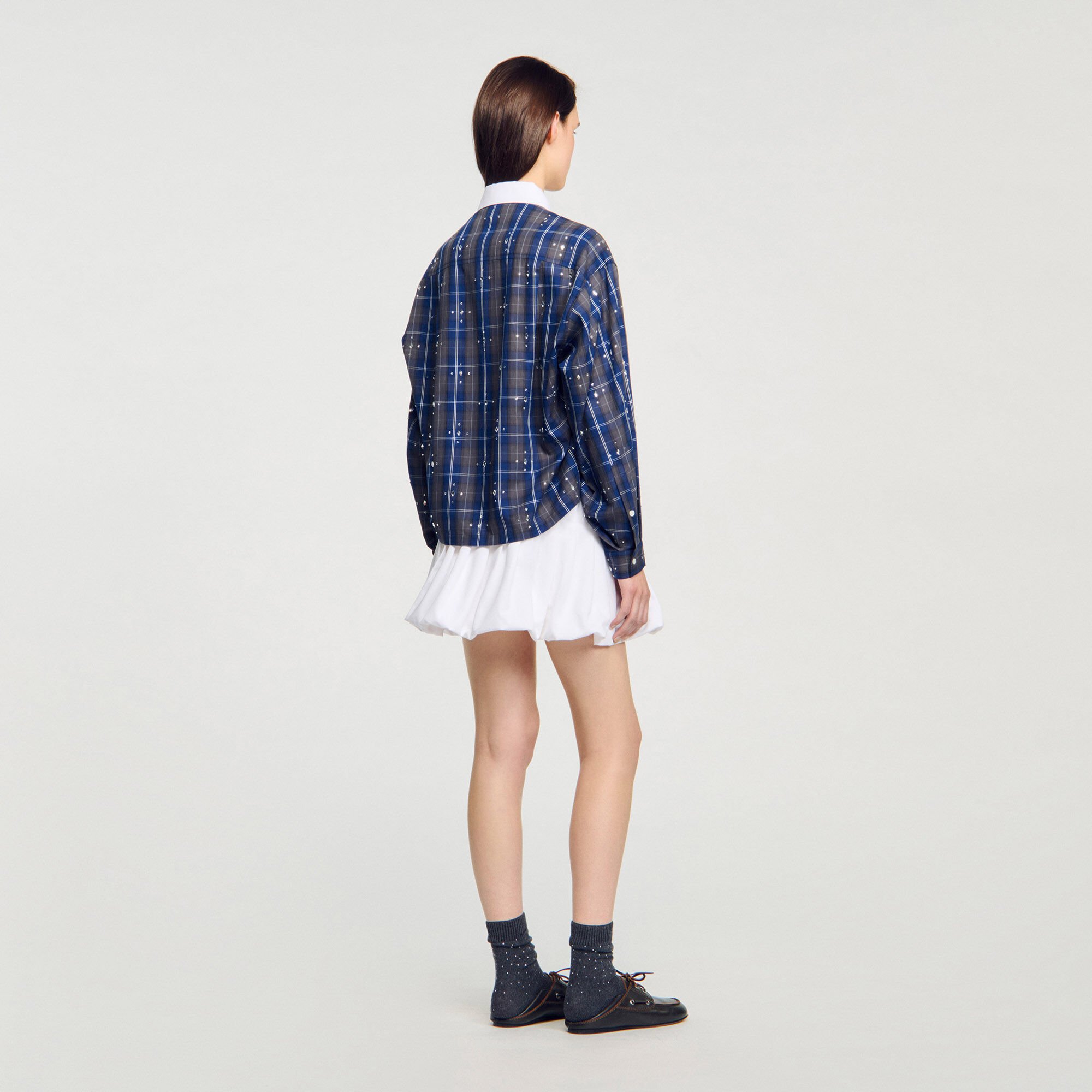 Chemise à carreaux strassée
