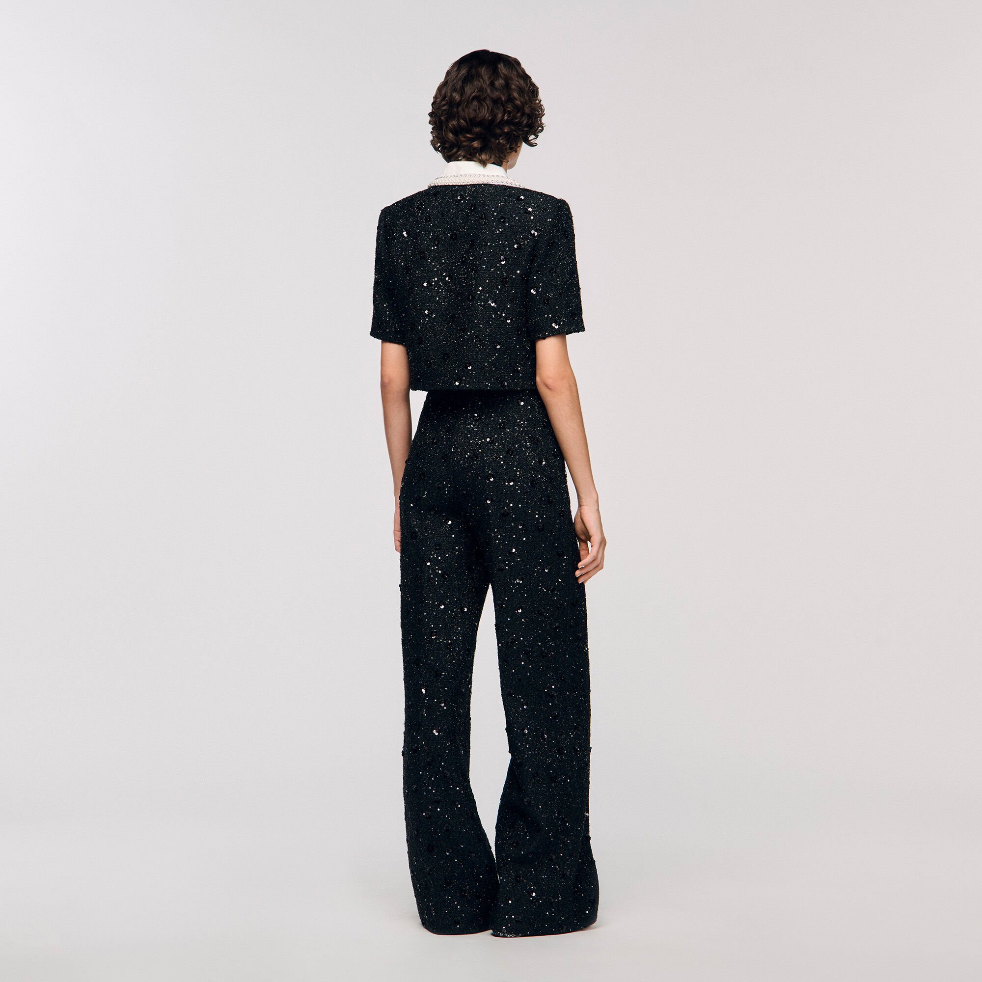 Pantalon en tweed strassé