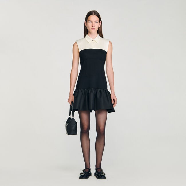 Robe courte bicolore volantée