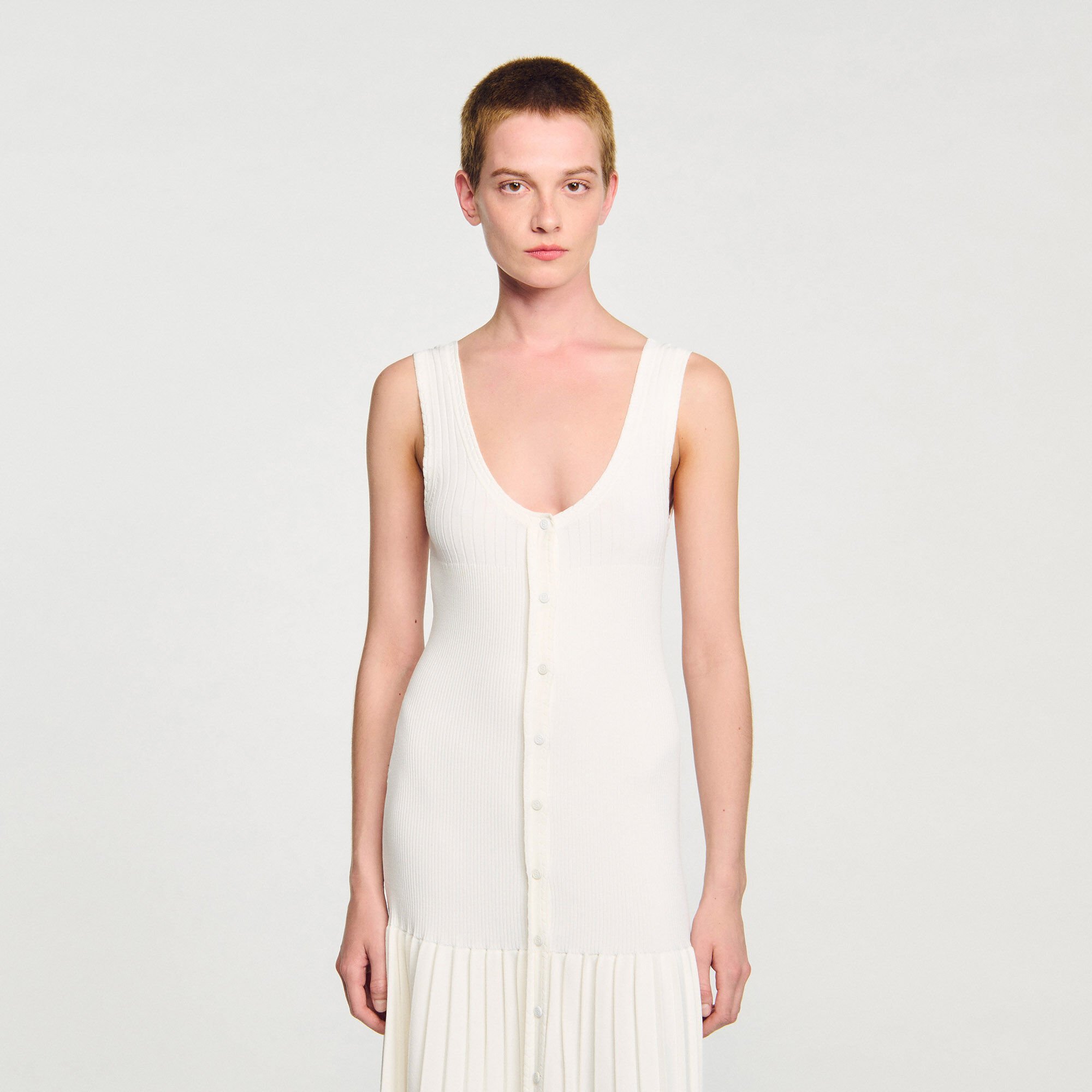 Robe longue en maille à bretelles