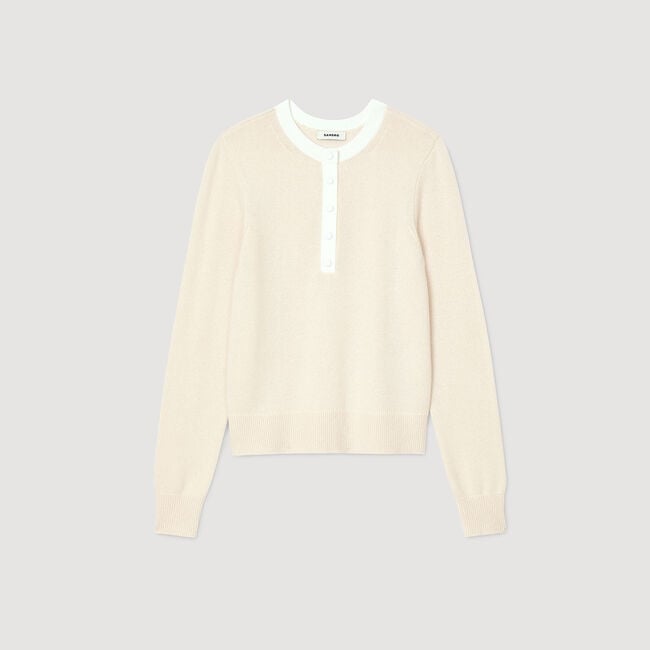 Pull bicolore en laine et cachemire 